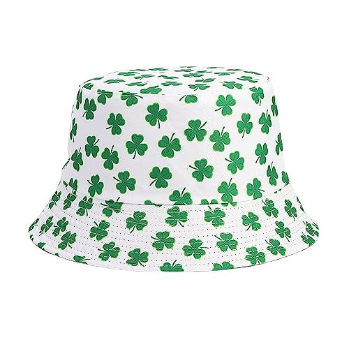 Unisex Print Double-Side-Wear Reversible Bucket Hat - color: Clover