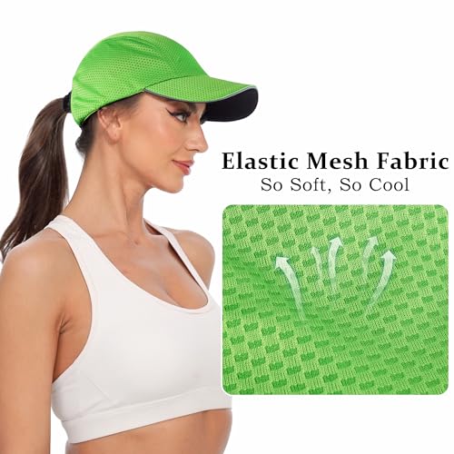 GADIEMKENSD Women's Race Day Running Cap Performance Mesh Hat - Excellent Ventilation, Lightweight, Reflective Safety - color: Grass Green