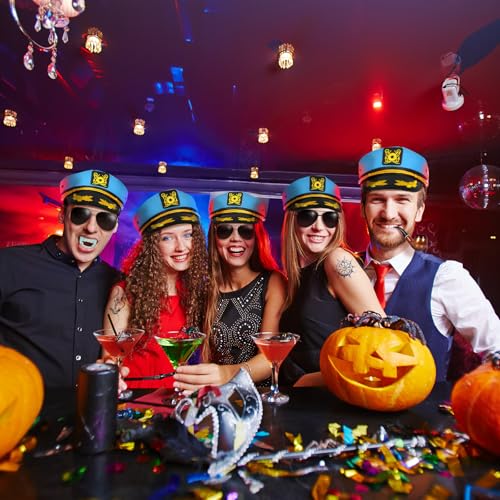 dodowin Captain Sailor Hat Set for Women Men, Yacht Rock Party Costume 4pcs - style: Blue Captain Hat Set