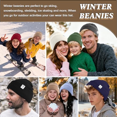 Satin Lined Winter Beanie Hat, Unisex Soft Knit Warm Skull Cap - color: Darkgrey