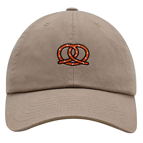 JPAK Pretzel Premium Dad Hat Embroidered Cotton Baseball Cap Snack - color: Khaki