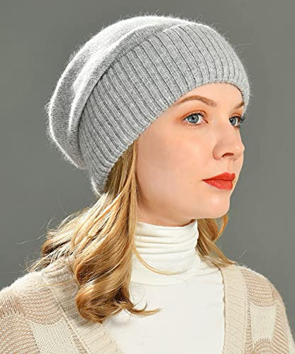 jaxmonoy Slouchy Beanies for Women Winter Lightweight Ladies Knit Hat Cuffed Soft Warm Slouch Beanie Cap - Brown - color: Beige