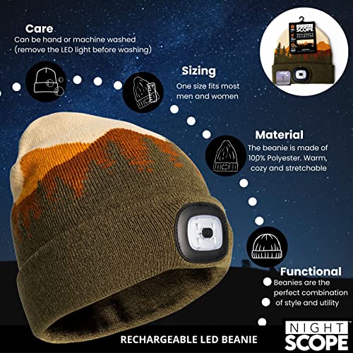 Classic Rechargeable LED Warm Knit Beanie Head Light Hat Headlamp for Outdoor Activities - color: Sedona