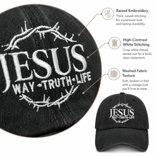 Man of God Husband Dad Embroidered Hat Camping Caps for Women - color: Jesus Way Truths Life 33