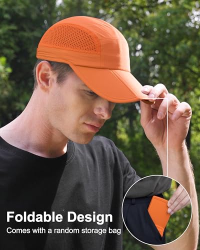 GADIEMKENSD Mens Folding Outdoor Hat Long Brim UPF 50+ Sun Protection - color: Folding Orange