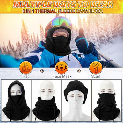 Eurzom 4 Pcs Winter Fleece Balaclava Face Mask - color: Black, Navy Blue, Army Green, Red