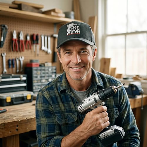 Cool Dad Hats with Funny Sayings Graphic Caps for Dads and Father's Day - color: Black - Dad Can Fix It