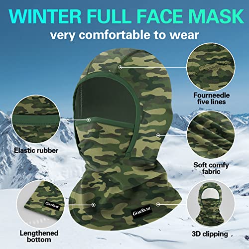 GoxRunx Kids Balaclava Ski Mask,Fleece Face Mask Neck Warmer for Boys Girls,Windproof Face Cover for Cold Weather - color: Camouflage