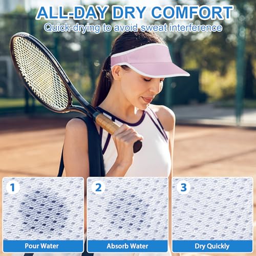 Sports Sun Visor Hat for Women Men, Lightweight Quick-Dry Sun Hat - color: Pink
