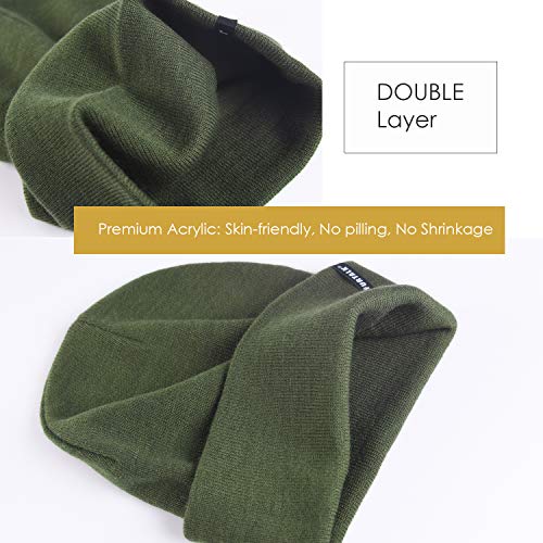 FURTALK Beanie Hat for Men Women Winter Hats for Women Men Soft Warm Unisex Cuffed Beanie Knitted Skull Cap - color: Green
