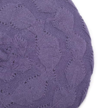 ZLYC Women French Beret Hat Reversible Solid Color Knit Warm Artist Cap - color: Cable Pattern Purple