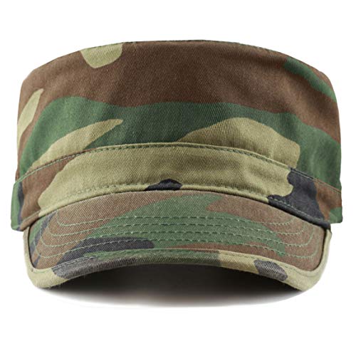 The Hat Depot Cadet Military Army Baseball Cap Tie Dye & Washed Cotton Basic & Distressed Cadet Brushed Cotton Cap - color: 1. Basic - Wood Camo