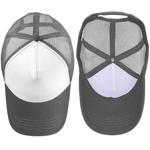 Falari 12 Pack Bulk Wholesale Mesh Trucker Hats 5 Panel and 6 Panel Baseball Caps for Men and Women - color: 5 Panel - Dark Gray