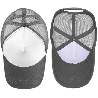 Falari 12 Pack Bulk Wholesale Mesh Trucker Hats 5 Panel and 6 Panel Baseball Caps for Men and Women - color: 5 Panel - Dark Gray