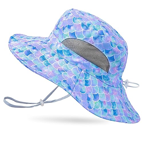 ICOSY Kids Sun Hat, UPF 50+ Girls Beach Hat for Toddler Kids - color: Blue