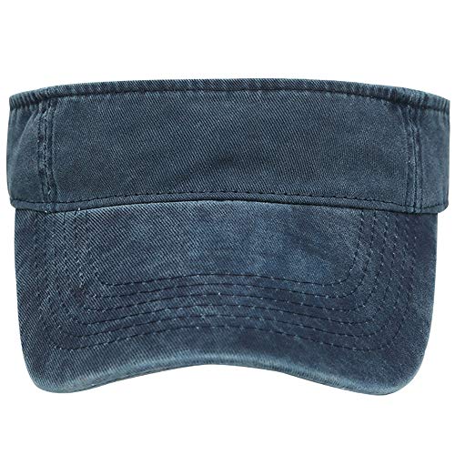 Sport Sun Visor Hats Cotton Ball Caps Empty Top Baseball Sun Cap for Men Women - color: Navy