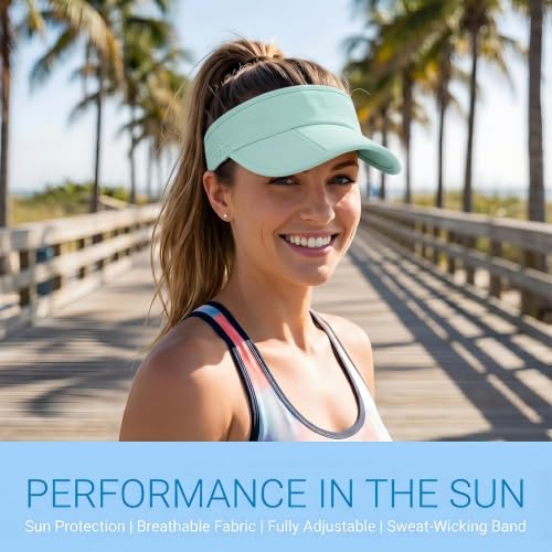 Sun Visors for Women Men Adjustable Folding Cap Running Golf Tennis - color: Blue