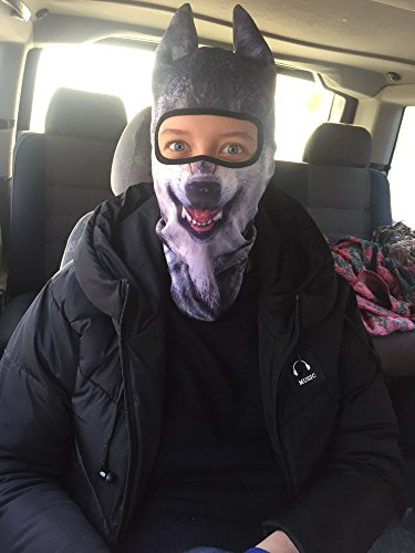 WTACTFUL 3D Animal Ears Balaclava, Breathable Face Mask for Halloween - color: Gray Coyote Meb-10
