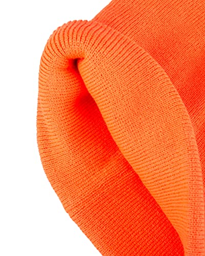 Levi's Mens All-Season Hero Beanie Soft Knit Cuffed Winter Hat, Warm & Comfortable Everyday Style - color: Neon Orange Solid