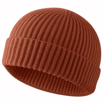 ROYBENS Swag Wool Knit Cuff Short Fisherman Beanie for Men Women Winter Hat - color: 1pcs-caramel