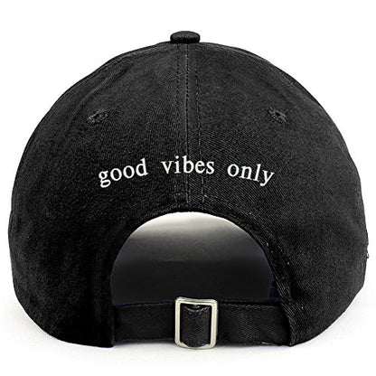 Trendy Apparel Shop Good Vibes only (Back) Embroidered 100% Cotton Dad Hat - Black