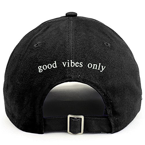 Trendy Apparel Shop Good Vibes only (Back) Embroidered 100% Cotton Dad Hat - Black