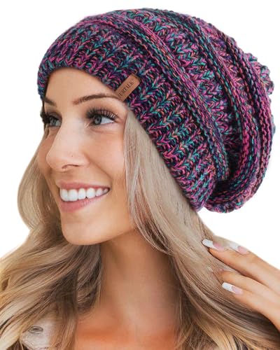 FURTALK Winter Hats for Women Fleece Lined Knit Beanie Hats Slouchy Warm Beanies Ski Skull Cap - color: Multicolor