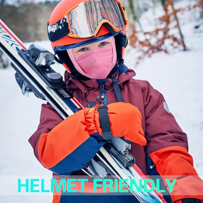 GoxRunx Kids Balaclava Ski Mask,Fleece Face Mask Neck Warmer for Boys Girls,Windproof Face Cover for Cold Weather - color: Rose Pink