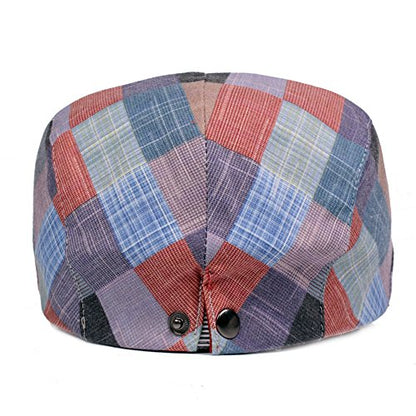 2 Pack Men's Plaid Cotton Flat Newsboy Ivy Cabbie Golf Gatsby Cap Hat - color: 228rb