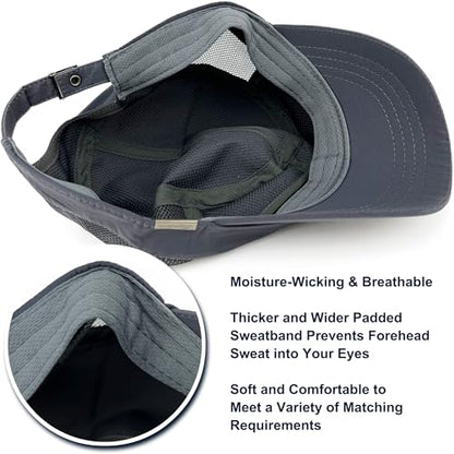 Loneshark Water Resistant Military Hat Quick Dry Cadet Cap Army Flat Top - color: Sport-logo-w-mesh-grey