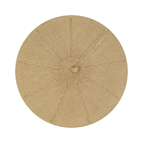 Gllutt Beret Hat French Style Stretchy Knitting Solid Color Both Side Usable - color: Camel