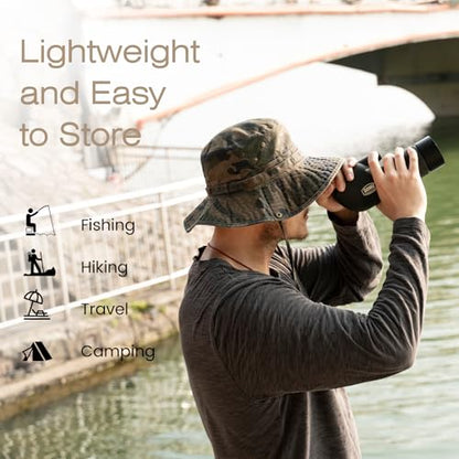 Bucket Hat UV Protection Sun Hat, Boonie Fishing Safari Hats for Outdoors - color: Woodland Camo