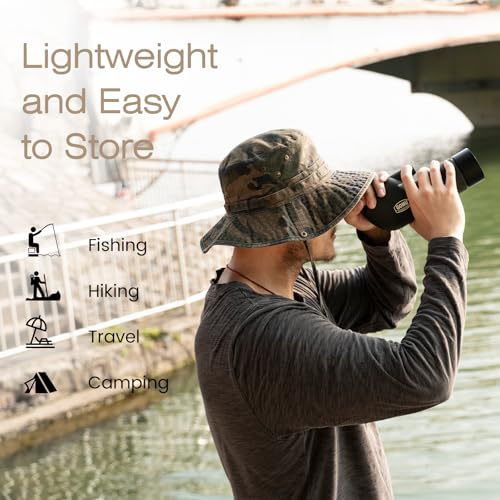 Bucket Hat UV Protection Sun Hat, Boonie Fishing Safari Hats for Outdoors - color: Woodland Camo