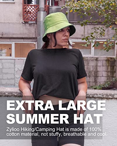 Zylioo XXL Bucket Hat for Big Heads, Reversible Fishing Sun Hat - color: Black-avocado Green, size: X-Large-XX-Large