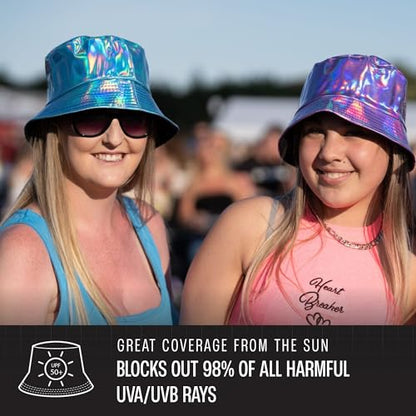 Rave Bucket Hat for Women & Men - Cute Bucket Hats - Festival Hat Adjustable 50+ SPF Protection Rave Accessories - color: Psychedelic