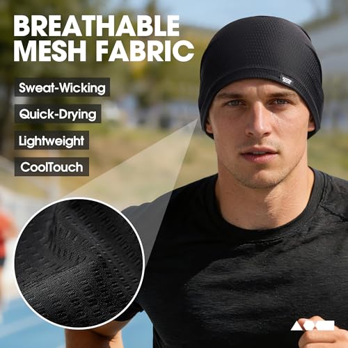 2-Pack Cooling Mesh Skull Cap Helmet Liner Running Cycling Work Men Women - color: Black + Black