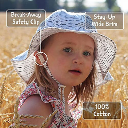 JAN & JUL Adjustable Cotton Floppy Sun Hat with 50+ UPF Protection for Boys - color: Blue Stripes, size: 2-5T