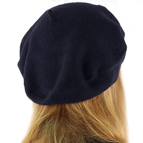 Classic Winter 100% Wool Warm French Art Basque Beret Tam Beanie Hat Cap - color: Navy
