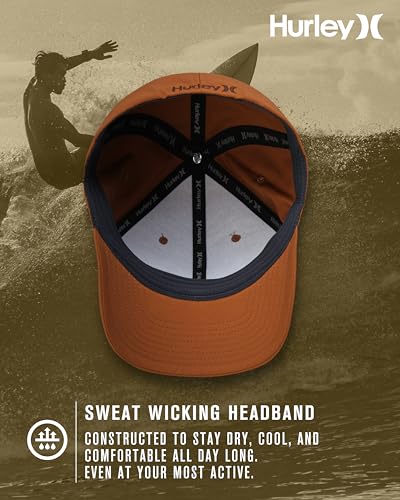 Hurley Mens Moisture-Wicking Quick-Dry Curved Bill Baseball Cap - color: Terra Cotta