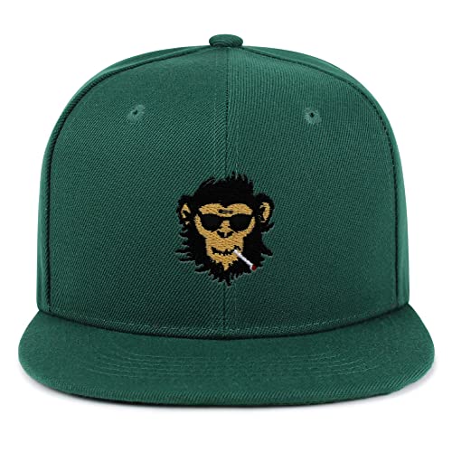 Smoking Monkey Hip-Hop Snapback Hat Embroidered Baseball Cap Wild Animal Funny - color: 06. Green