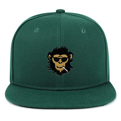 Smoking Monkey Hip-Hop Snapback Hat Embroidered Baseball Cap Wild Animal Funny - color: 06. Green