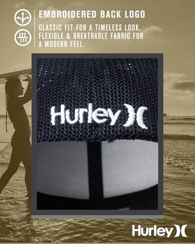 Hurley Mens Mini Icon Mesh Panel Fitted Trucker Baseball Cap - color: Obsidian, size: Large-X-Large