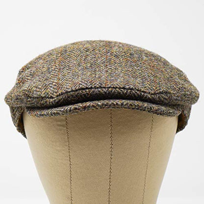 Nevis Flat Cap - 100% Handwoven Wool – Harris Tweed – Water Resistant - color: Classic Herringbone, size: 6 3/4-6 7/8
