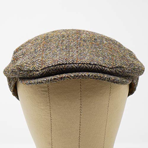 Nevis Flat Cap - 100% Handwoven Wool – Harris Tweed – Water Resistant - color: Classic Herringbone, size: 7 1/2-7 5/8
