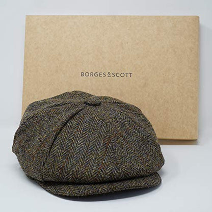Lomond Newsboy Cap - 100% Handwoven Wool - Harris Tweed - Water Resistant - color: Classic Herringbone, size: Small