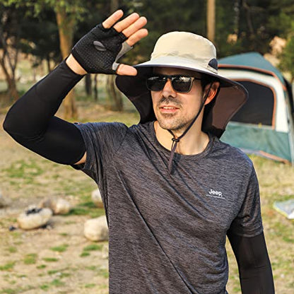 HUAMULAN Women Men Wide Brim Sun Hat Hiking Fishing Hats with Neck Flap - color: Hyp011-mise
