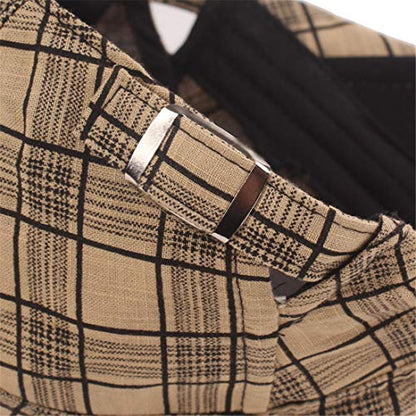 Men's Plaid Striped Newsboy Ivy Flat Driving Golf Cap - color: 1975 Black+red