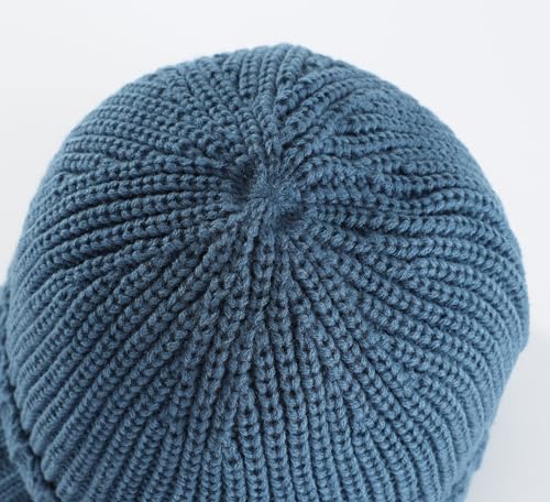 Home Prefer Men's Winter Hat Thick Knit Beanie Cap with Visor Newsboy Beanie Hat - color: Airforce Blue