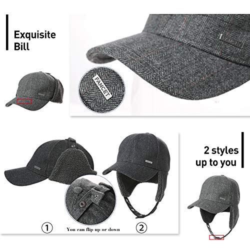 Jeff & Aimy Unisex Winter Earflap Trapper Hunting Ski Hat Baseball Cap 54-62CM - color: 99726#black, size: Medium