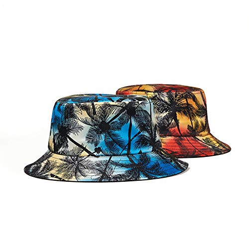 Quanhaigou Unisex Sun Hats, Fashion Beach Bucket Hat for Men Women,Summer Outdoor Boonie Cap Breathable Packable - color: Palm Tree
